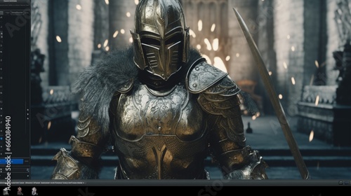 spear and armor.Generative AI photo