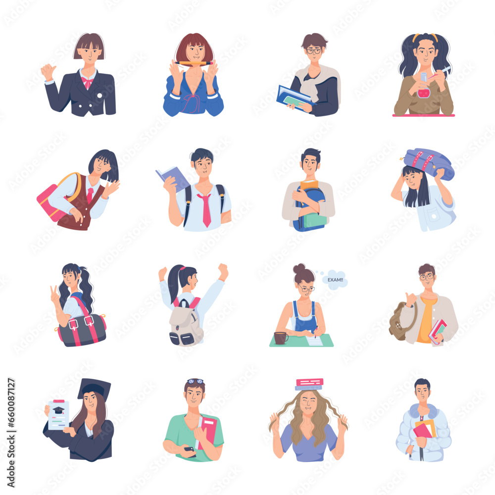 Collection of College Pupils Flat Characters
Collection of College Pupils Flat Characters