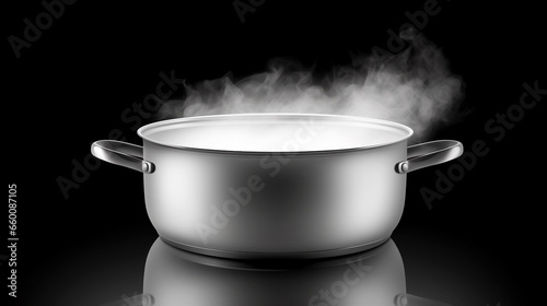 A perfect portrayal of steamy gourmet cooking in a pot, showcasing the artistry of culinary endeavors.