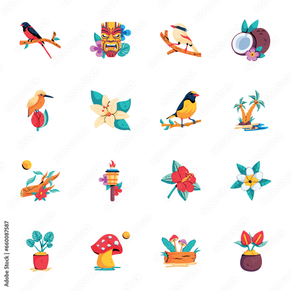 Beautiful Collection of Tropical Flat Icons
Beautiful Collection of Tropical Flat Icons