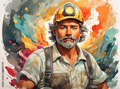Gold miner illustration, Ai generated