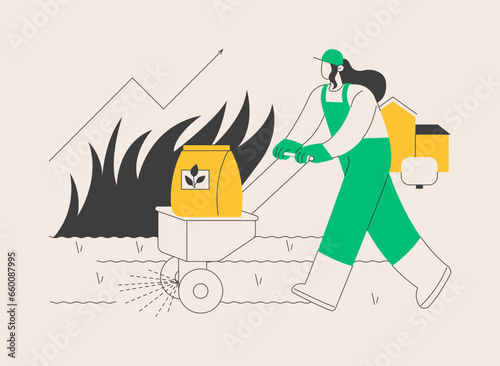 Grass fertilizer abstract concept vector illustration.