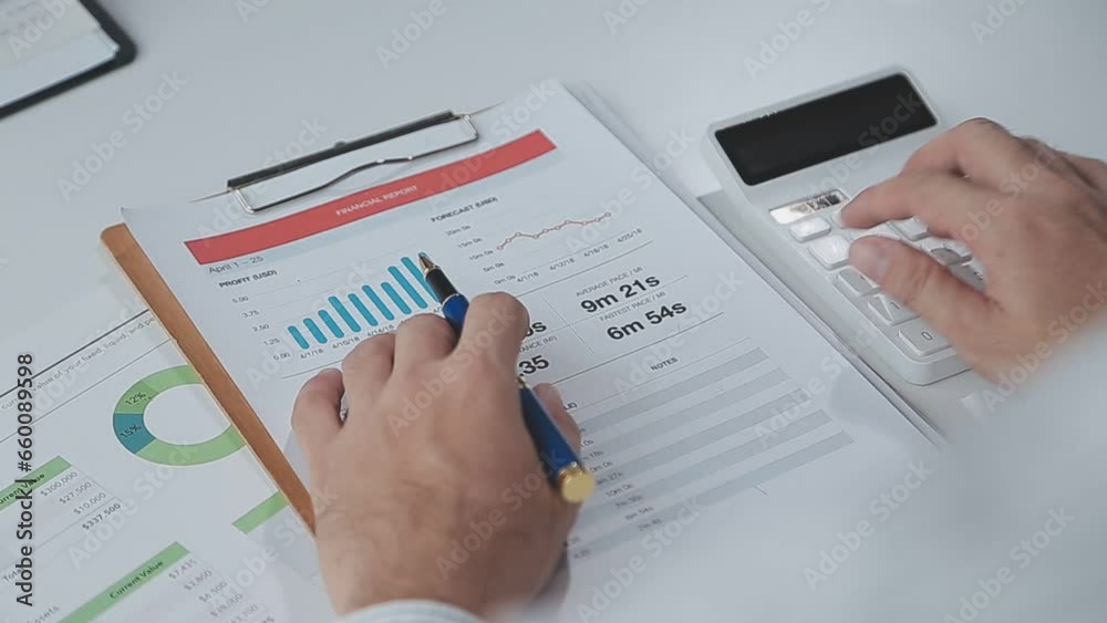 Group of confident business people point to graphs and charts to analyze market data, balance sheet, account, net profit to plan new sales strategies to increase production capacity. Group of confident business people point to graphs and charts to analyze market data, balance sheet, account, net profit to plan new sales strategies to increase production capacity.