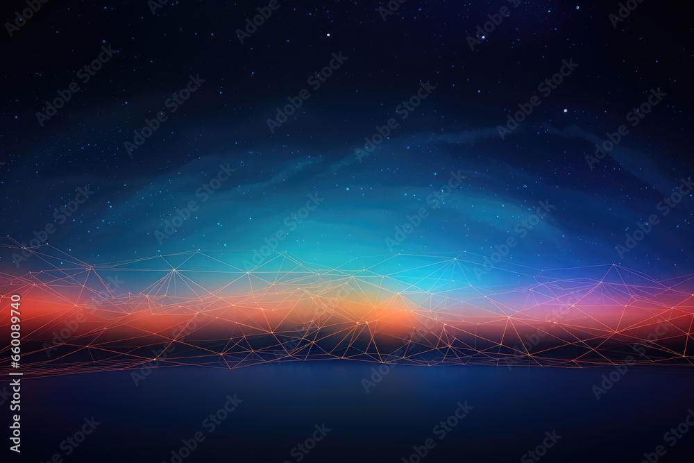 Abstract technology background with connected lines and dots.