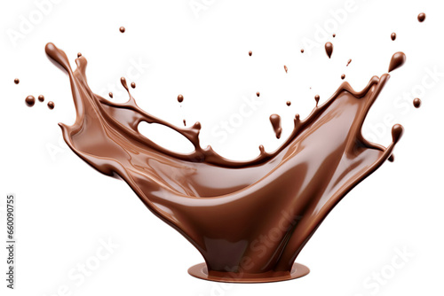 Milk chocolate splash splatter isolated on transparent background cutout PNG photo