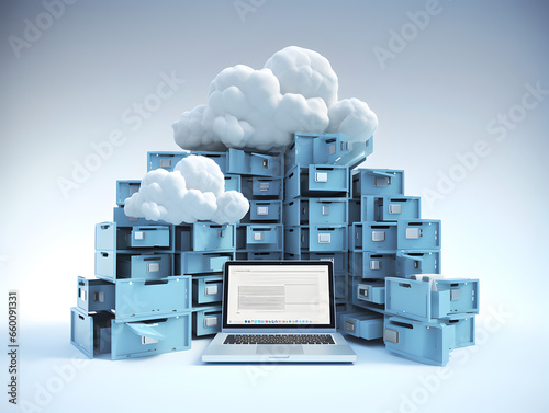 Cloud data storage, database, cloud computing concept.