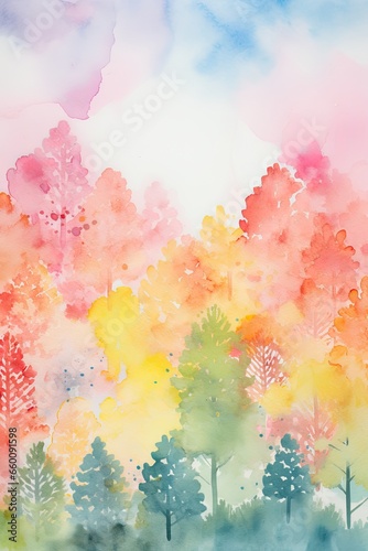 watercolor painting of a forest - generative ai