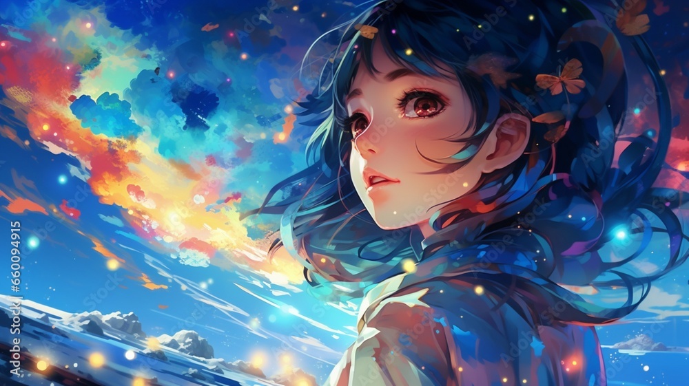 Beautiful and colorful animation girl anime painting high resolution Ai generated art