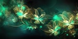 Beautiful abstract green brown night photo floral design background banner. beautiful Generative AI AIG32