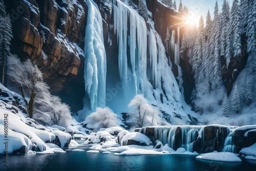 waterfall in the mountains