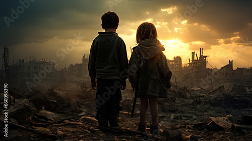 Children without a home, apocalypse, war