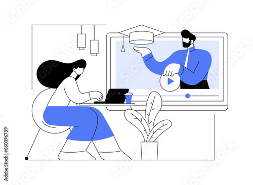 Video lecture isolated cartoon vector illustrations.