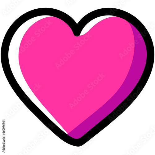 vector heart icon svg illustration, black border