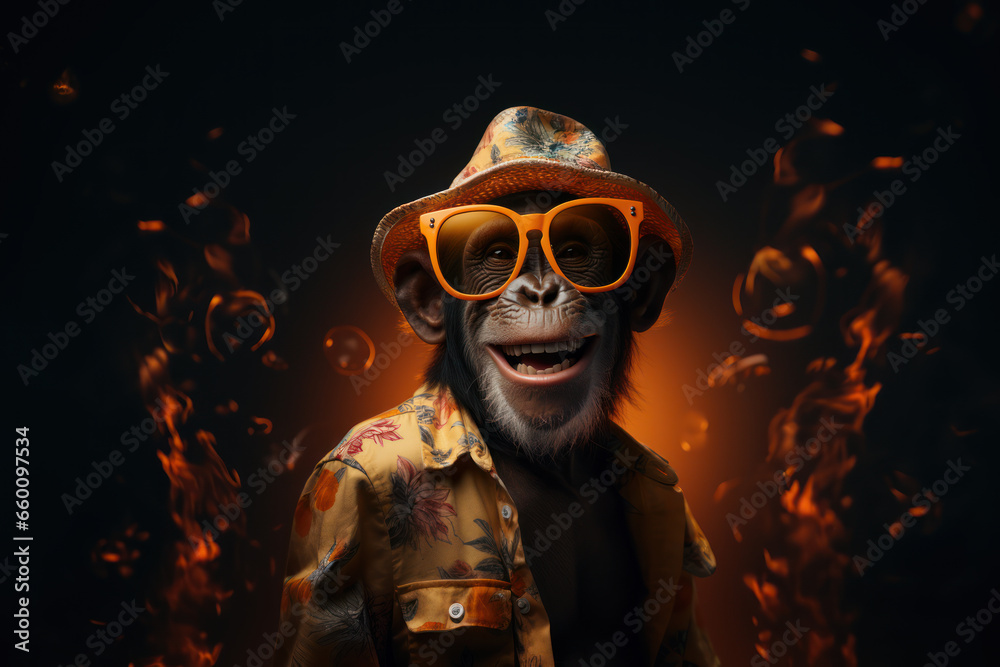 Funny Monkey in Sunglasses and Hat Funny Monkey in Sunglasses and Hat