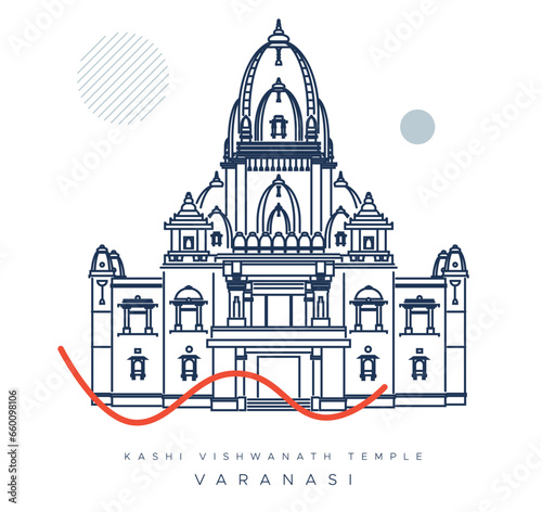 Varanasi City - Kashi Vishwanath Temple -  Icon Illustration