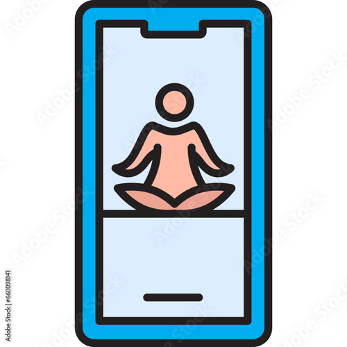 Online yoga class icon on smartphone