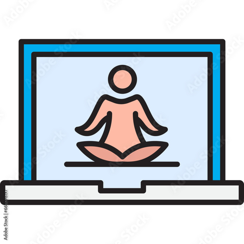 Online yoga class line icon