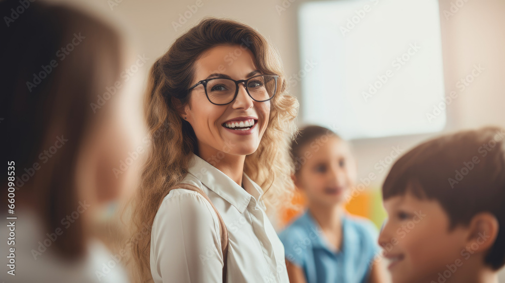Educator Engaging with Kids in Classroom Discussion Educator Engaging with Kids in Classroom Discussion