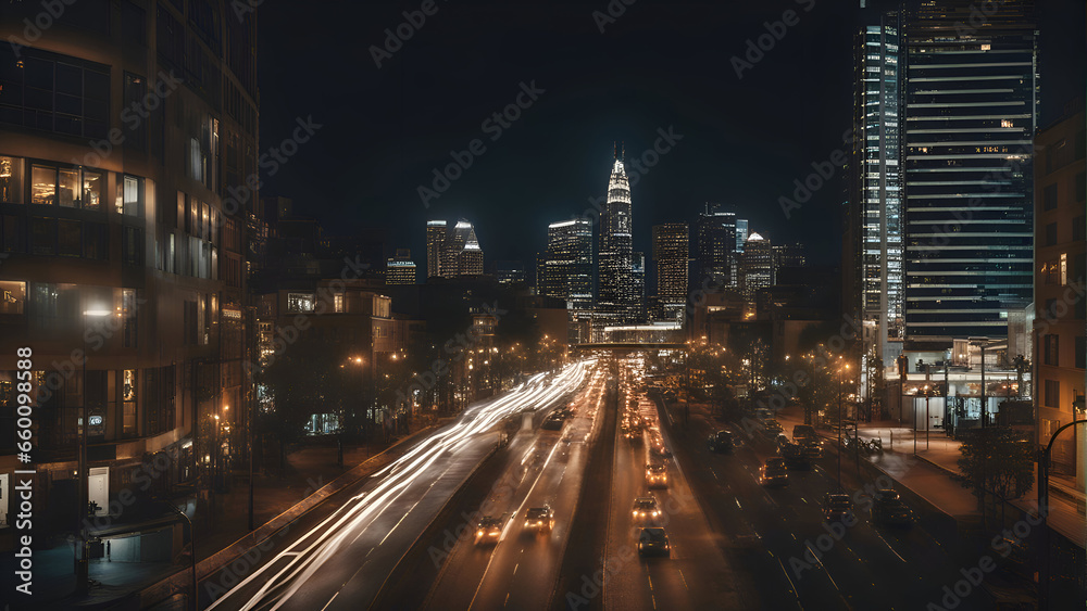 Cityscape of Los Angeles at night. California. United States.