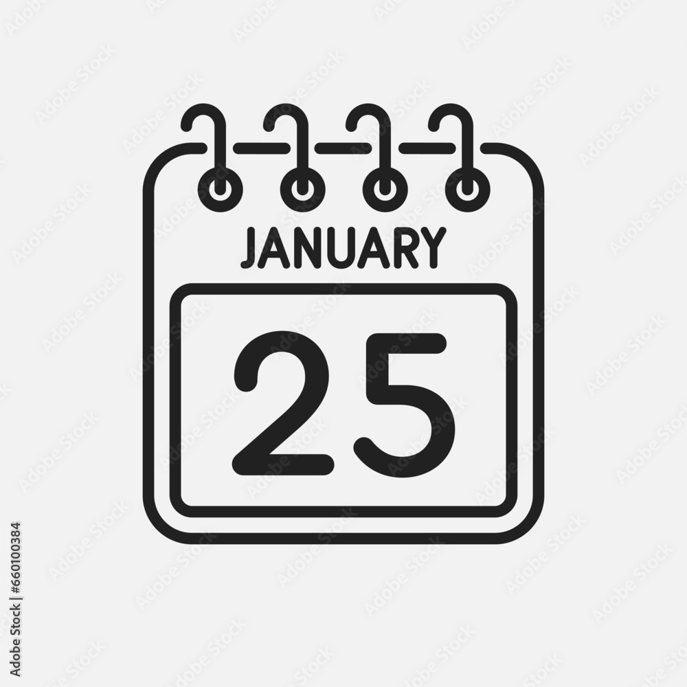 Icon page calendar day - 25 January Icon page calendar day - 25 January