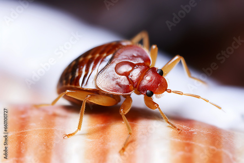 Bed bug on a light surface. Close-up © ribalka yuli