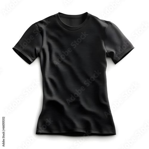 black flying cotton Tshirt isolated on white background With clipping path Clean blacj tshirt for women or men Classic Basic Unisex Tshirt Branding clothes front view Mock up 