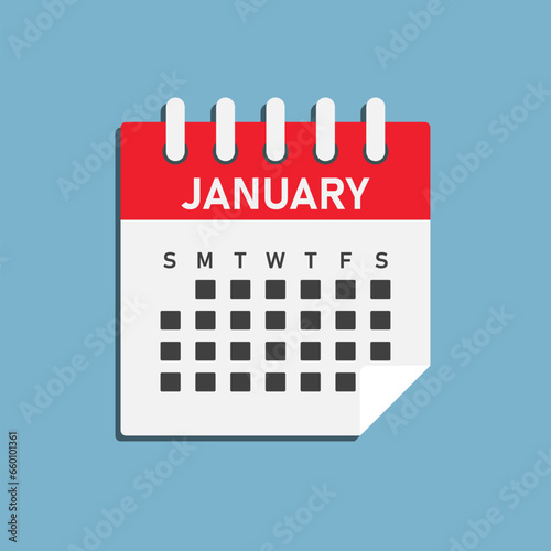 Vector template icon page calendar, month January