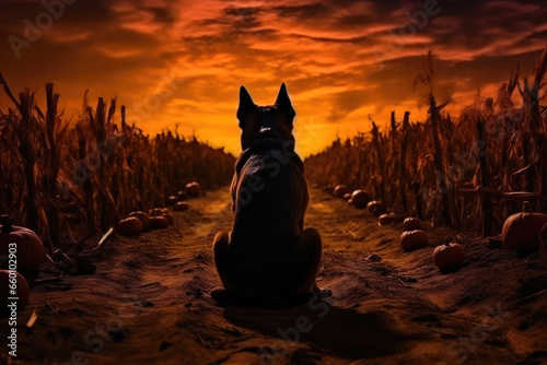 Spooky Halloween Evening: Canine Companion in the Field