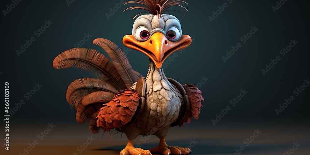 cute Thanksgiving turkey character cartoon  - obrazy, fototapety, plakaty 