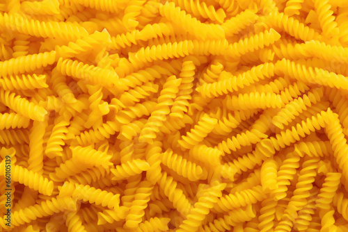 Spiraled Yellow Fusilli Pasta with Texture