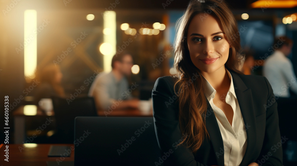 Women at office work, female employee in a suit, equality at work Women at office work, female employee in a suit, equality at work