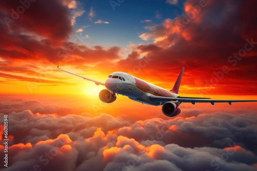 Sunset Voyage  Airplane Overhead