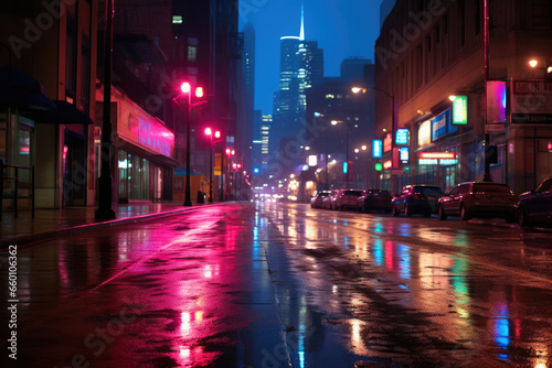 Chicago Nights Aglow: Rain and Neon Lights