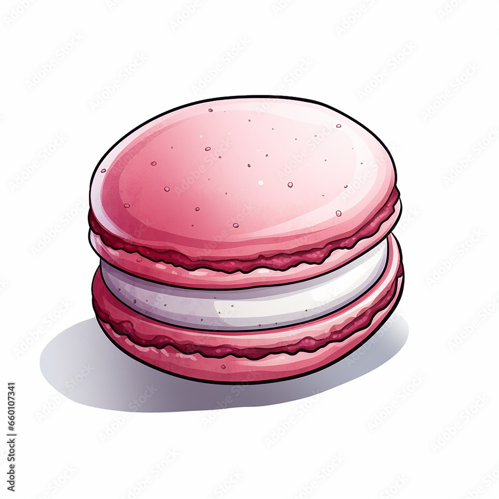 Illustration of a macaron with a white background created with Generative Ai Illustration of a macaron with a white background created with Generative Ai
