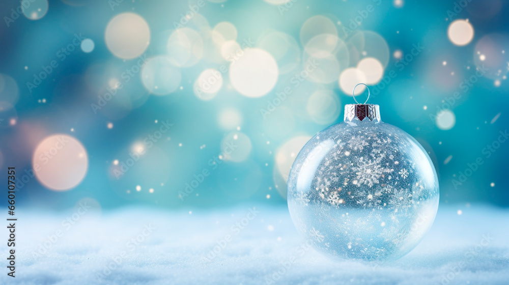 Christmas ball on a blue background. Generative AI. Christmas ball on a blue background. Generative AI.