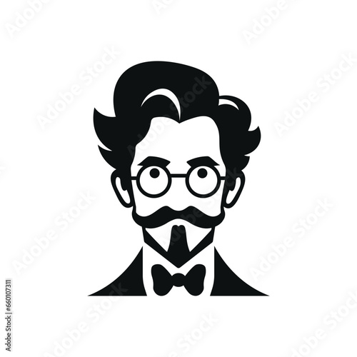 scientist expert character with moustache and glasses mascot design vector