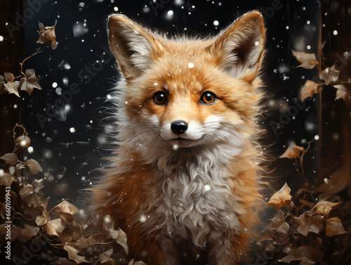 cute little christmas fox Christmas winter generatieve ai