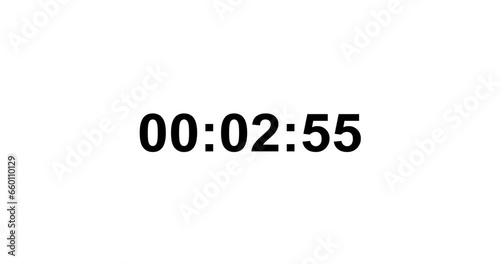 Countdown timer 5 to 0 white background black seconds