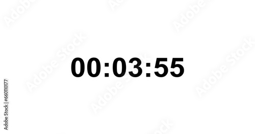 Countdown timer 5 to 0 white background black seconds