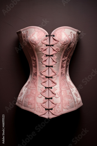 Beautiful pink female corset with pattern