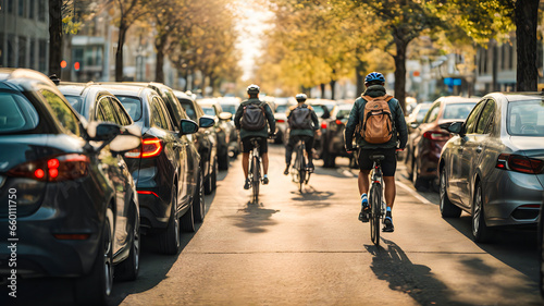 bike traffic in the city photo
