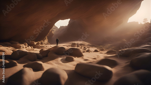 Hiker in the Antelope Canyon in Arizona. United States of America