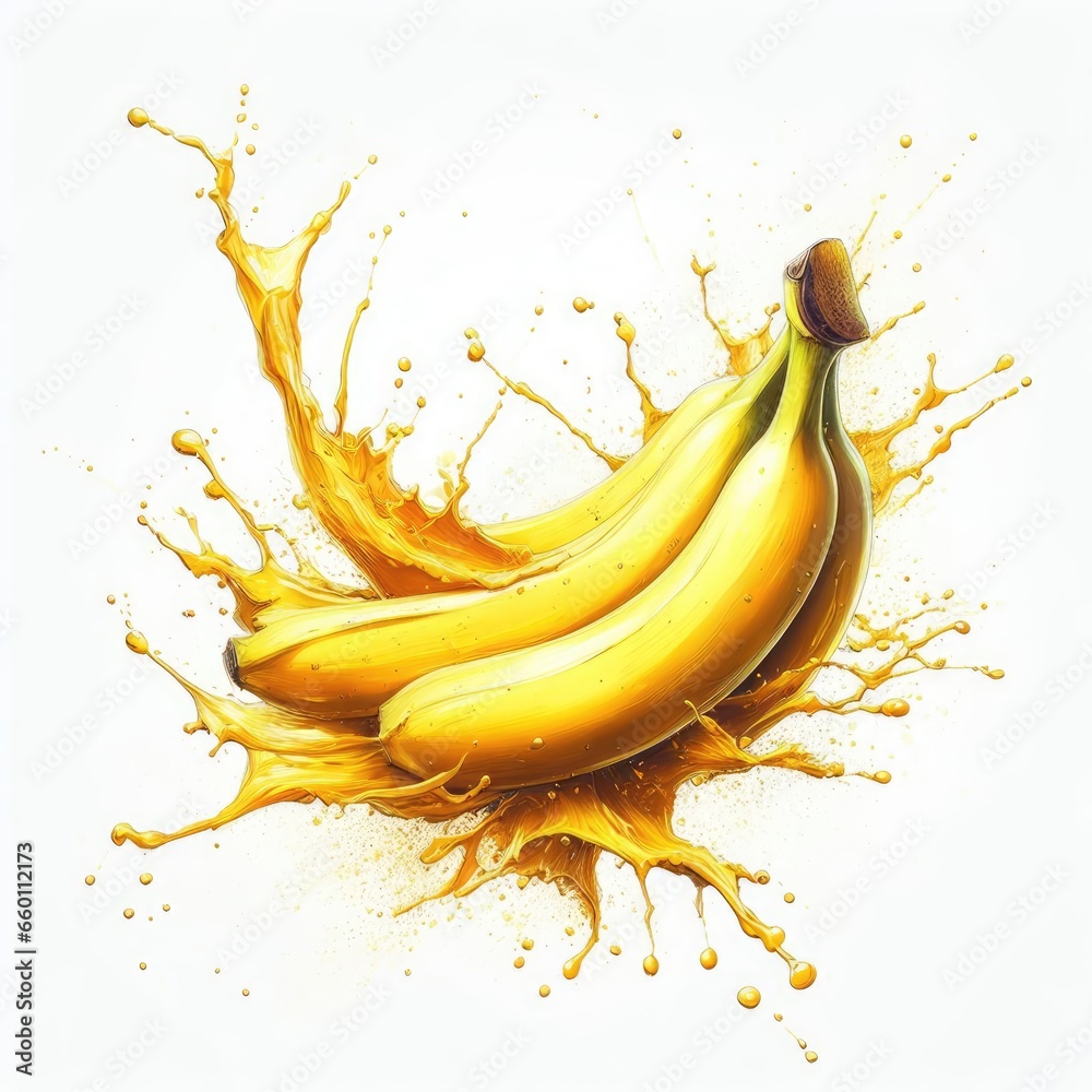 banana splash isolated on a white background
