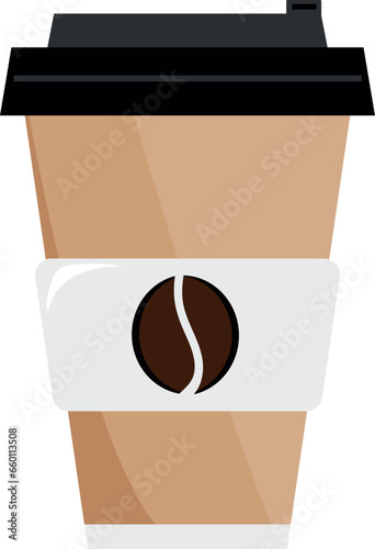 vector illustration of a kraft recycled paper coffee cup with a black lid