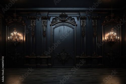 3d rendering of an old dark room