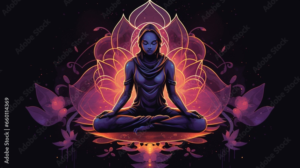 Lotus meditation design high resolution beautiful image Ai generated art