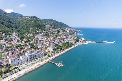 Fototapeta Naklejka Na Ścianę i Meble -  Drone View of Boztepe and Ordu City Center. Altinordu, Ordu, Turkey.