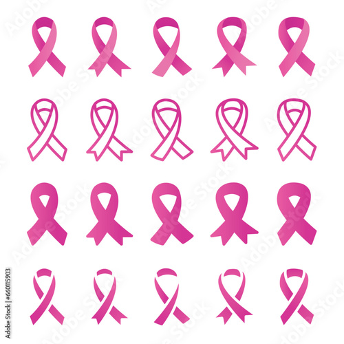 Pink ribbon collection for Breast Cancer Awareness Day.