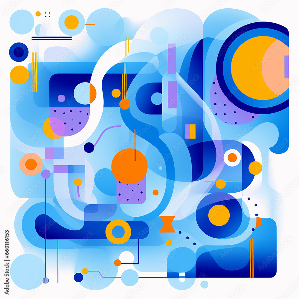 colorful funky design using different shapes of blue created with Generative Ai colorful funky design using different shapes of blue created with Generative Ai