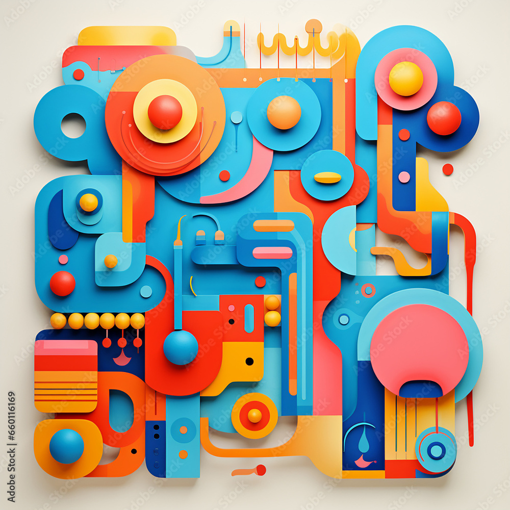 colorful funky design using different shapes of blue created with Generative Ai colorful funky design using different shapes of blue created with Generative Ai